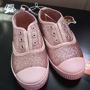 Brand new girls size 2 pink glitter slip ons